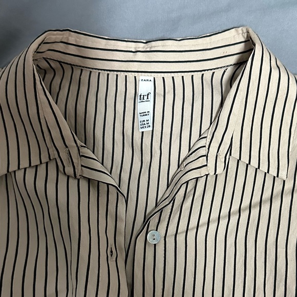 Women's Blouse - Business Casual - ZARA - Cream - Black - Button down - Stripes - Picture 1 of 10